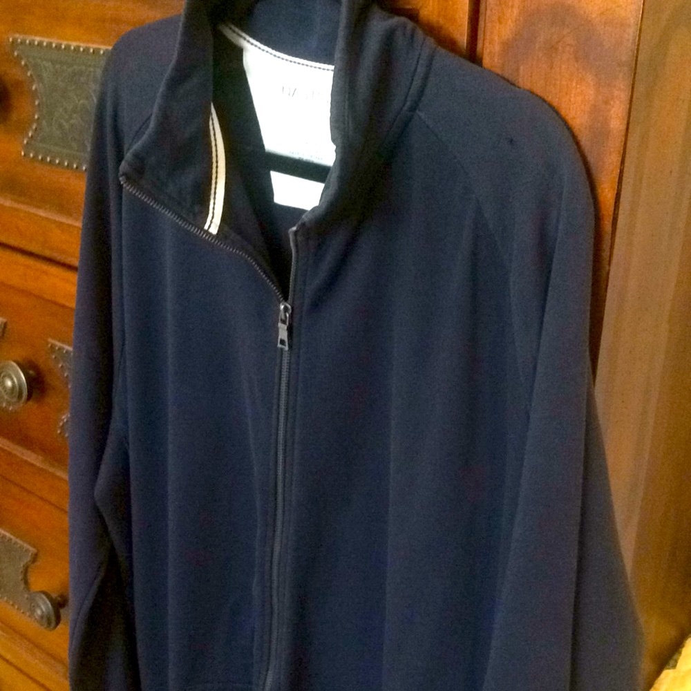 NAUTICA XXL NAVY BLUE FULL-ZIP JACKET in Soft-Cotton-Jersey Fabric; Like-New $10